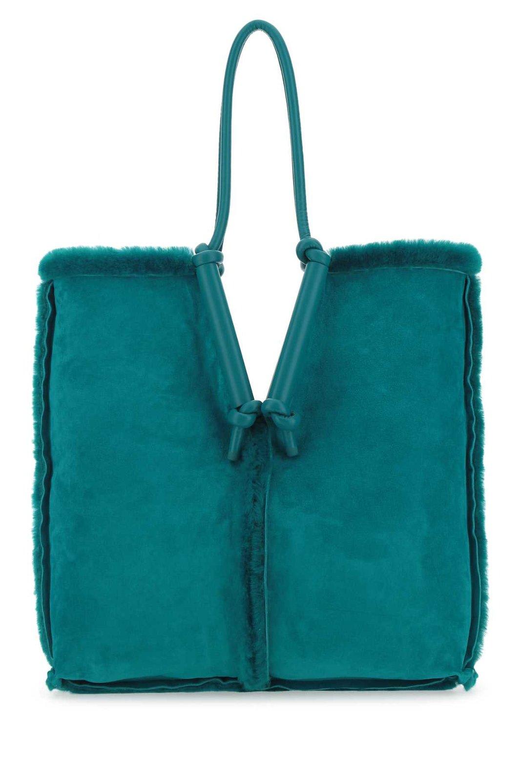 Shop Bottega Veneta Bolster Knot Detailed Tote Bag In Blue