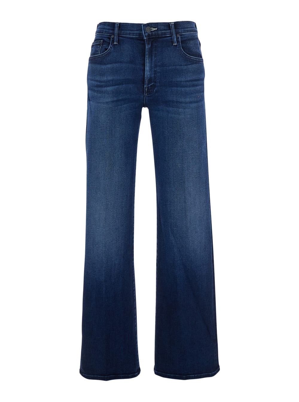 Mother Wide Leg Mid Rise Denim Trousers In Brown
