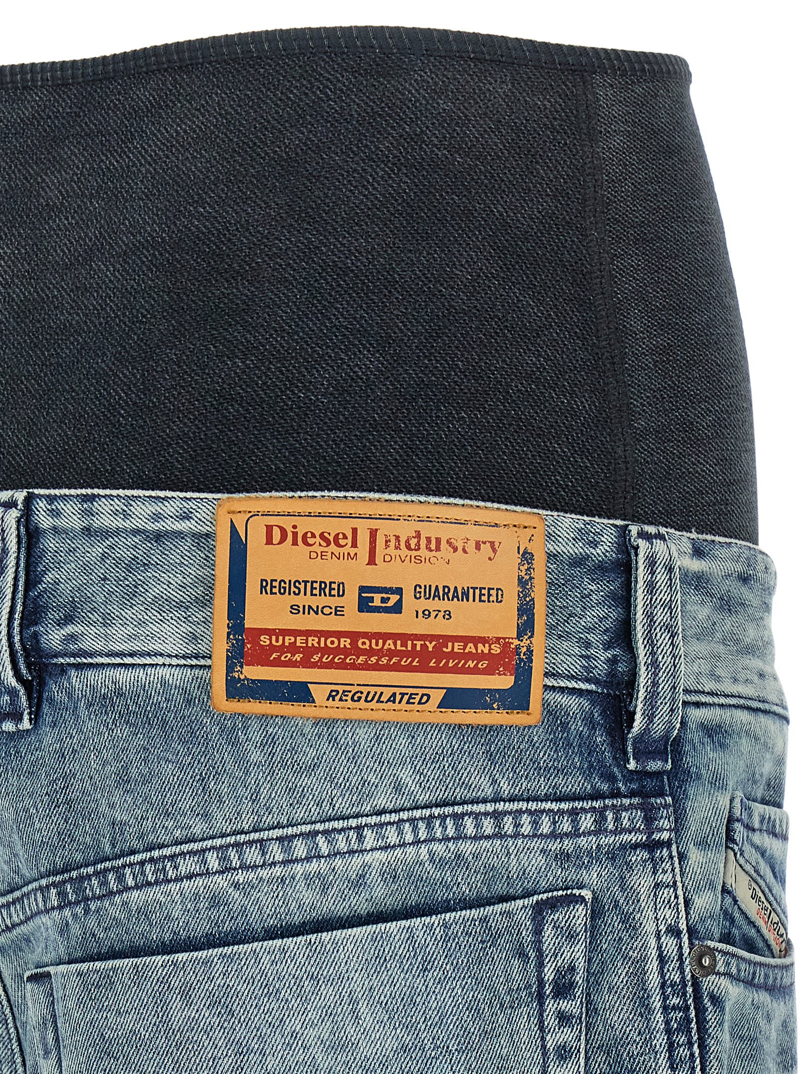 Diesel Stonewashed Cotton And Hemp Denim Jeans In Blue