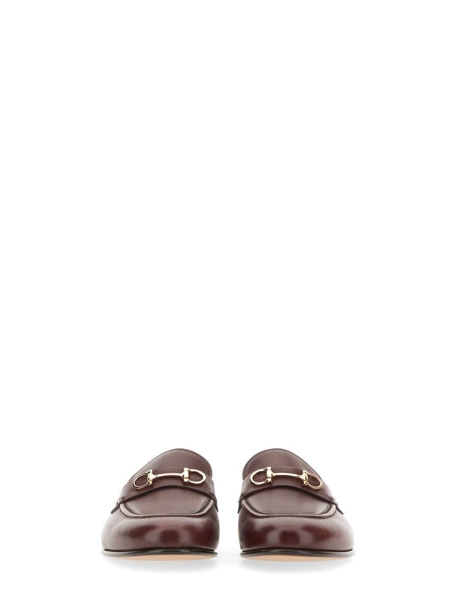 Ferragamo Moccasin With Gancini Ornament In Brown