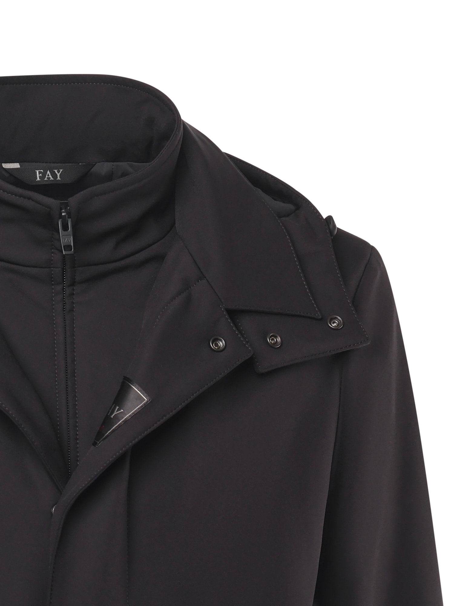 Fay Stretch Jersey Travel Morning Coat In Black