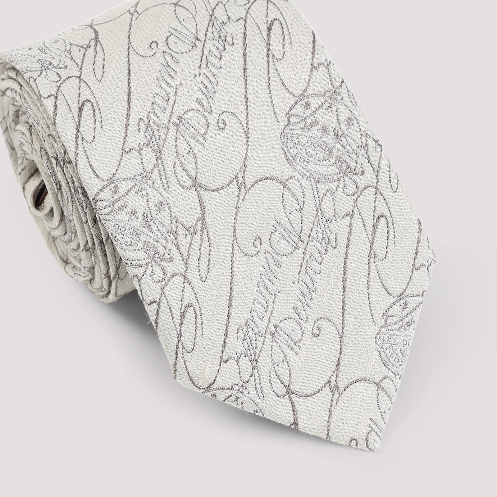Berluti Jacquard Scritto Silk Tie In White