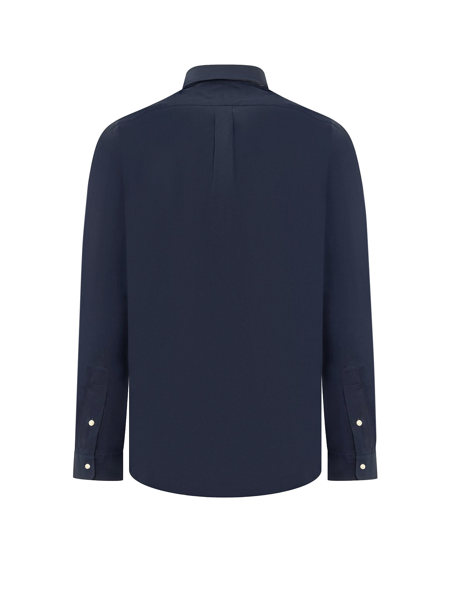 Ralph Lauren Logo Shirt With Button-down Collar And Box-pleat Detail In Black