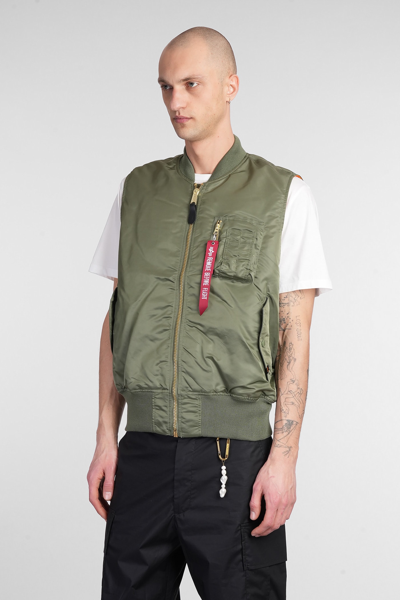 ALPHA INDUSTRIES MA-1 VEST VEST IN GREEN NYLON