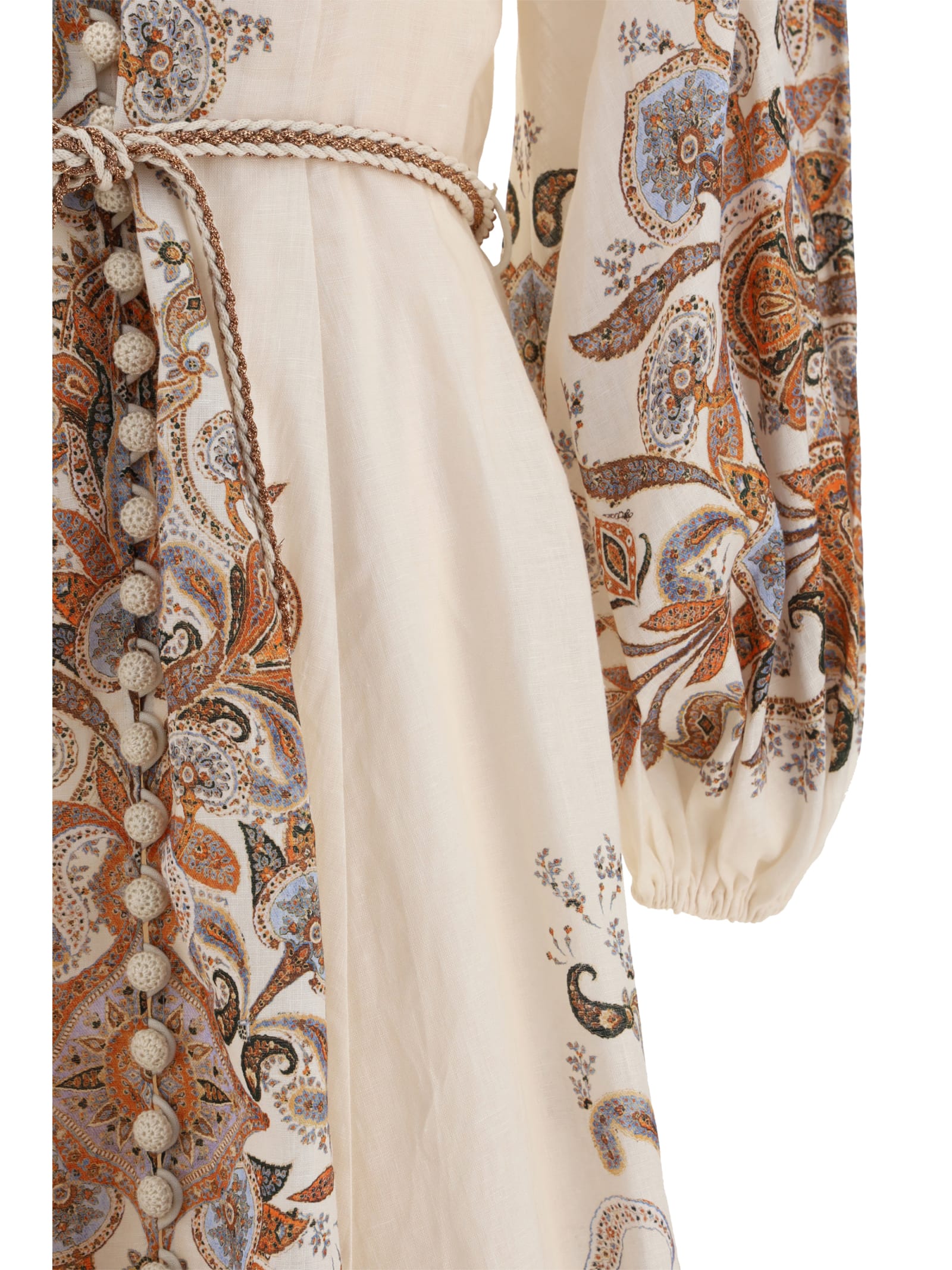 Shop Zimmermann Devi Billow Dress In Ivop Ivory Paisley