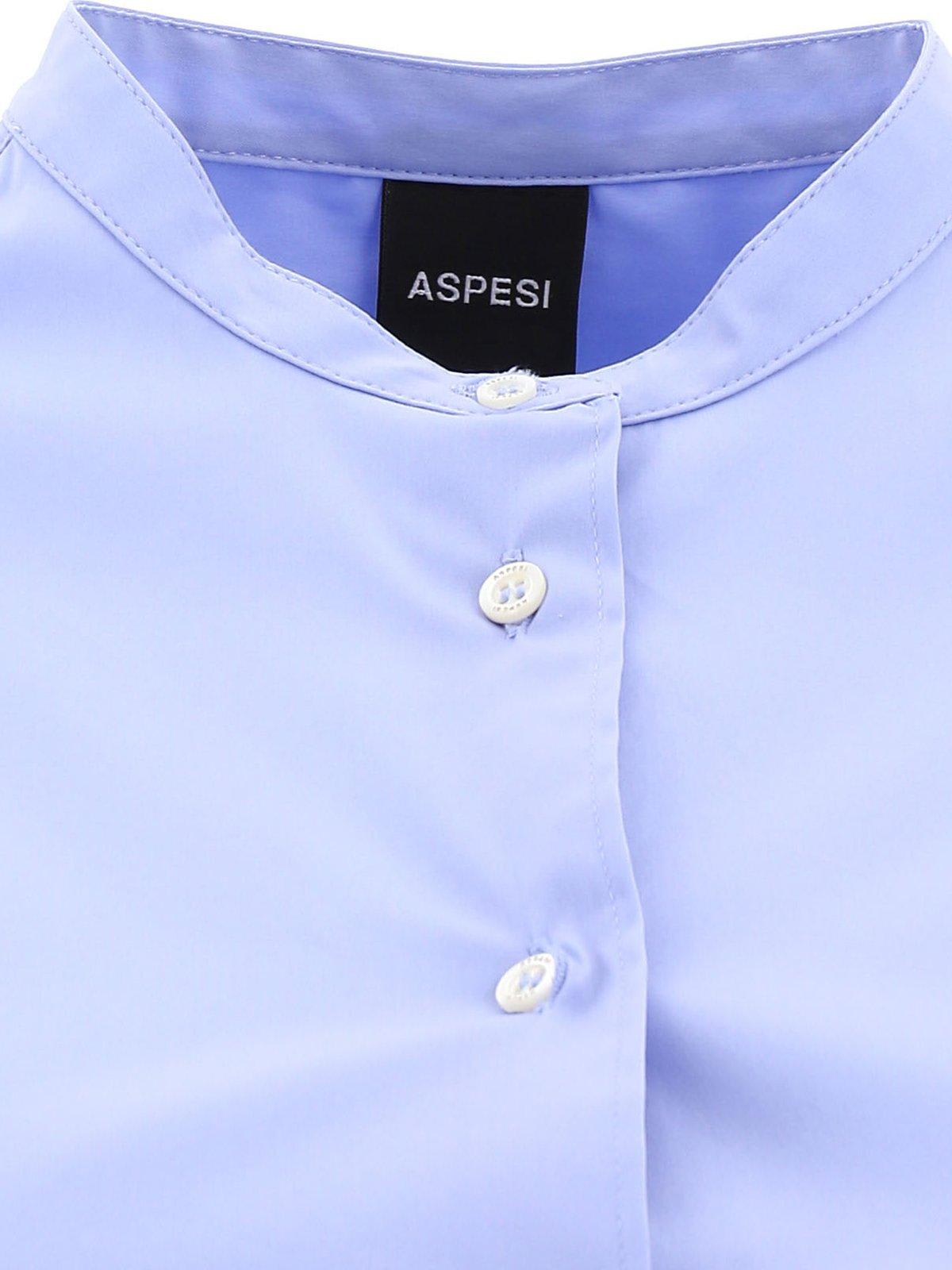 Shop Aspesi Stretch Poplin Shirt In Sky Blue