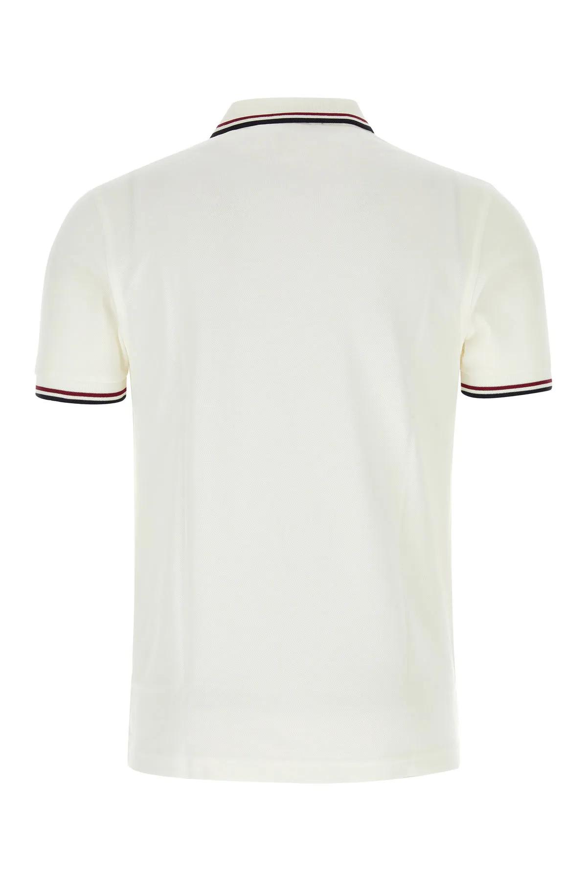 Shop Fred Perry White Piquet Polo Shirt In Snwht/bred/nvy
