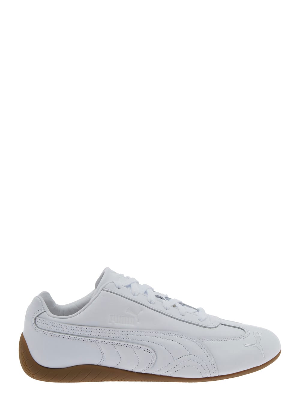 speedcat White Low Top Sneakers With Embossed Logo On The Tongue And Contrasting Sole In Leather Unisex