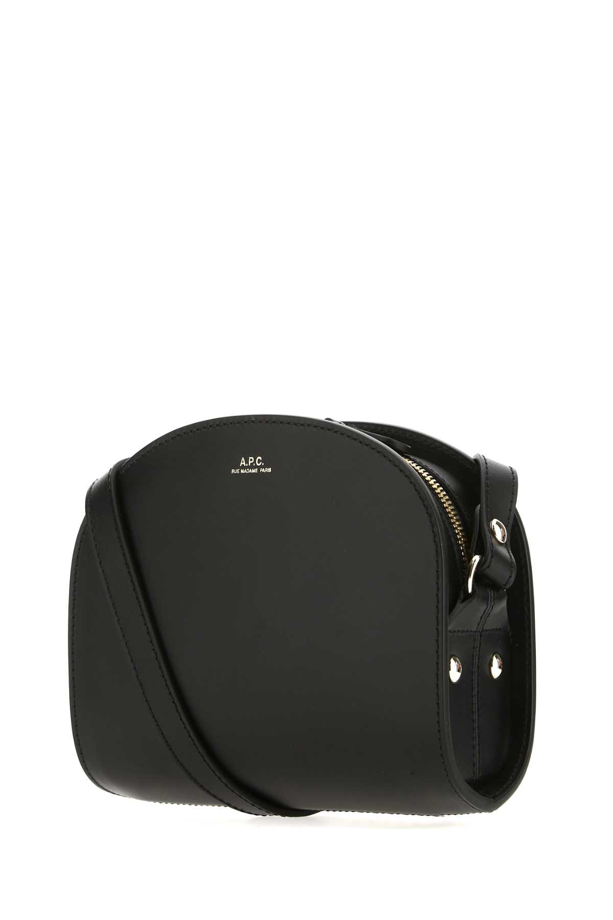 Shop Apc Black Leather Mini Demi Lune Shoulder Bag In Lzz