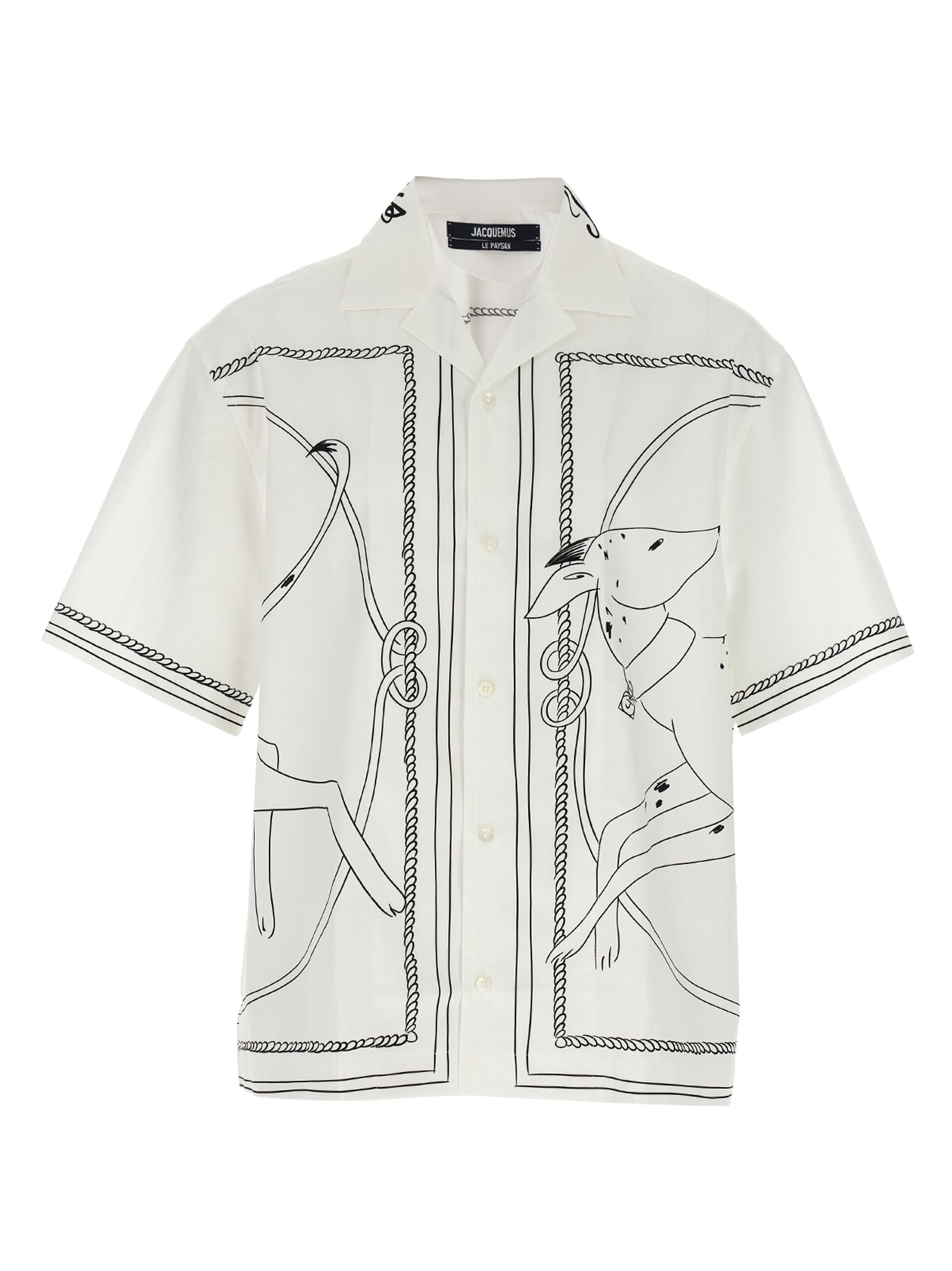 Jacquemus Jean Camp-collar Printed Cotton-poplin Shirt In White