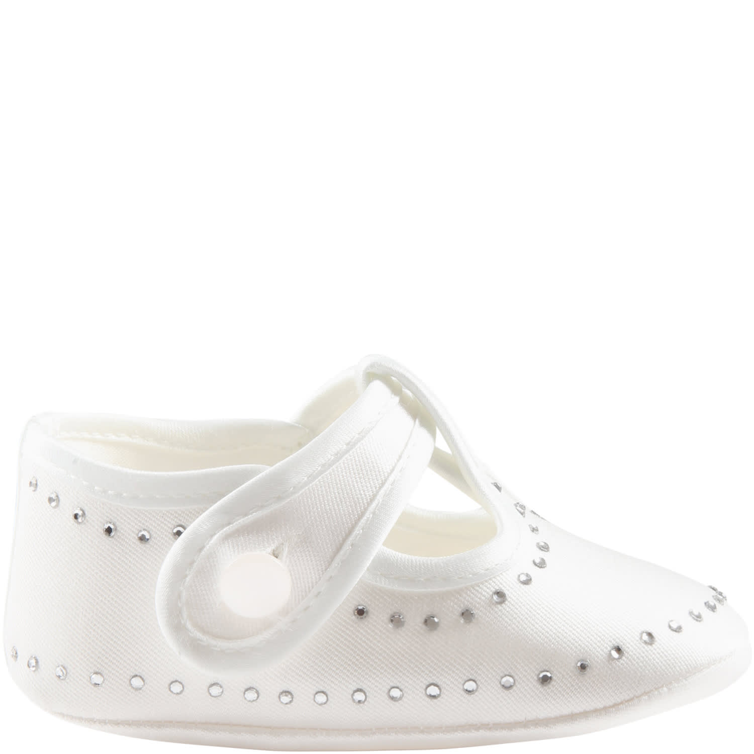 Monnalisa Kids' White Shoes For Baby Girl With Rhinestones