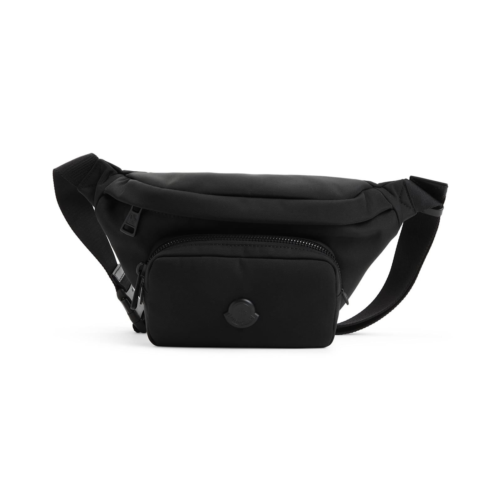 Moncler Waist Strap Leather Trim Messenger Bag In Black