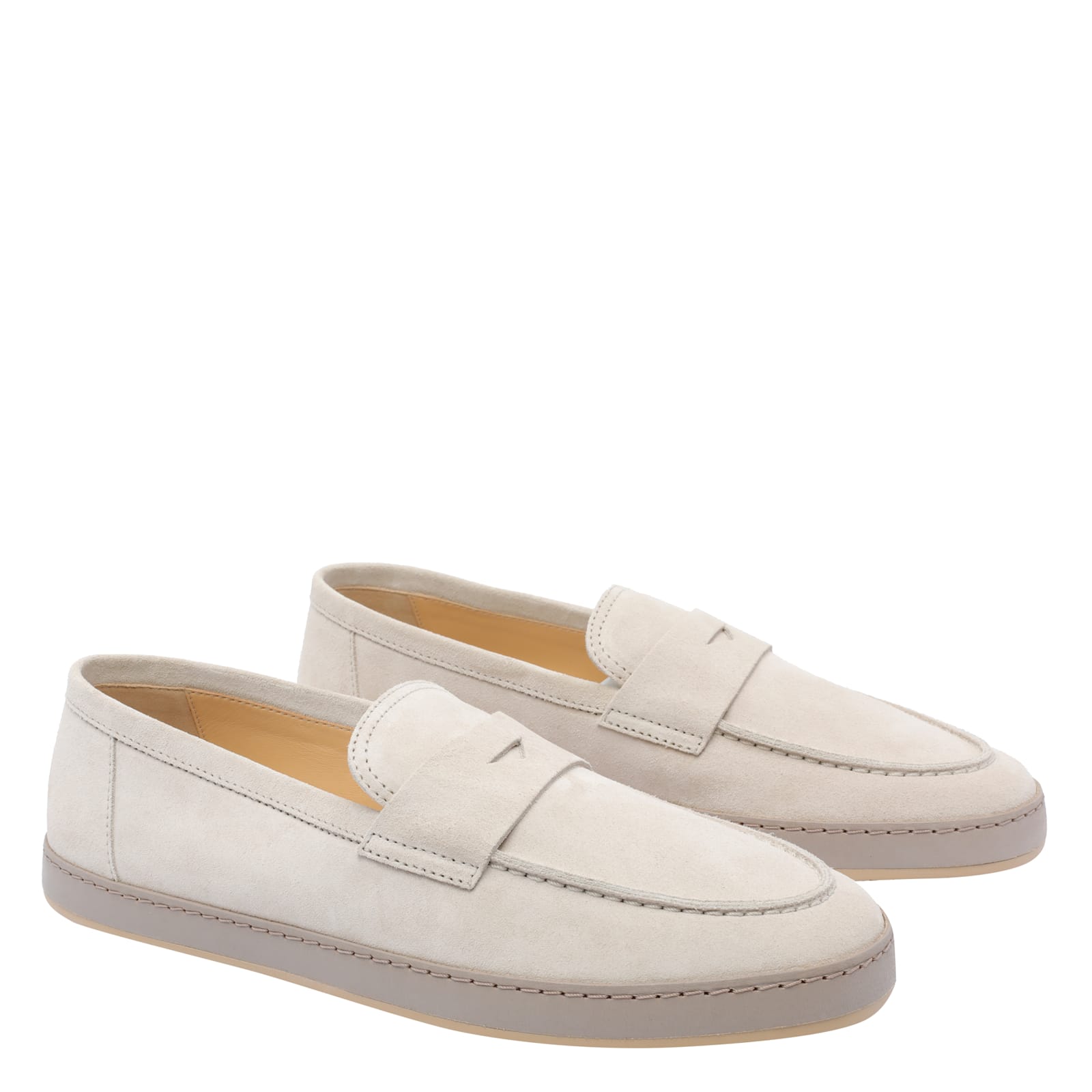 Brunello Cucinelli Loafers With Round Toe And Suede Finish In Sand