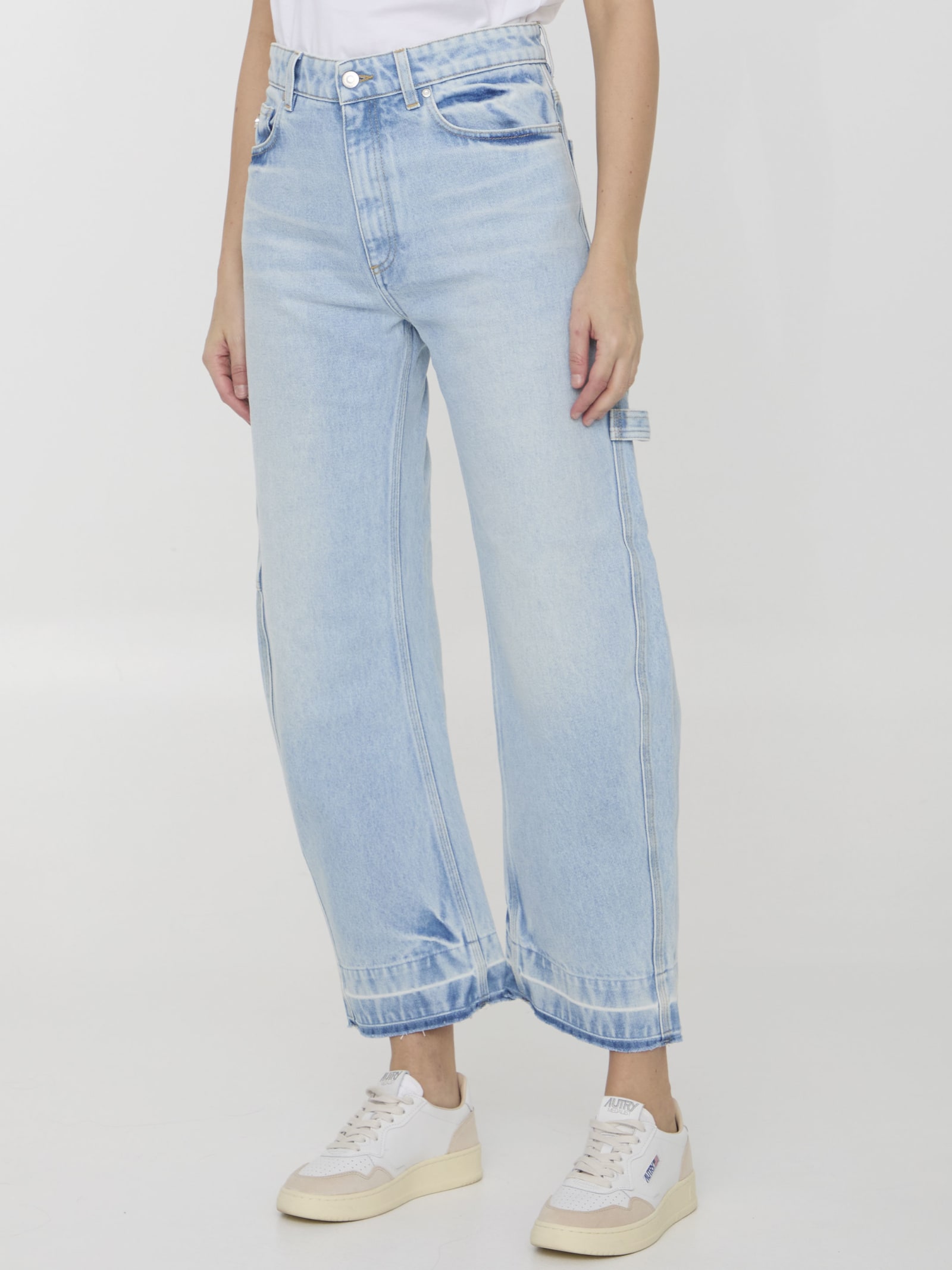 Shop Stella Mccartney Banana Leg Utility Jeans In Blue