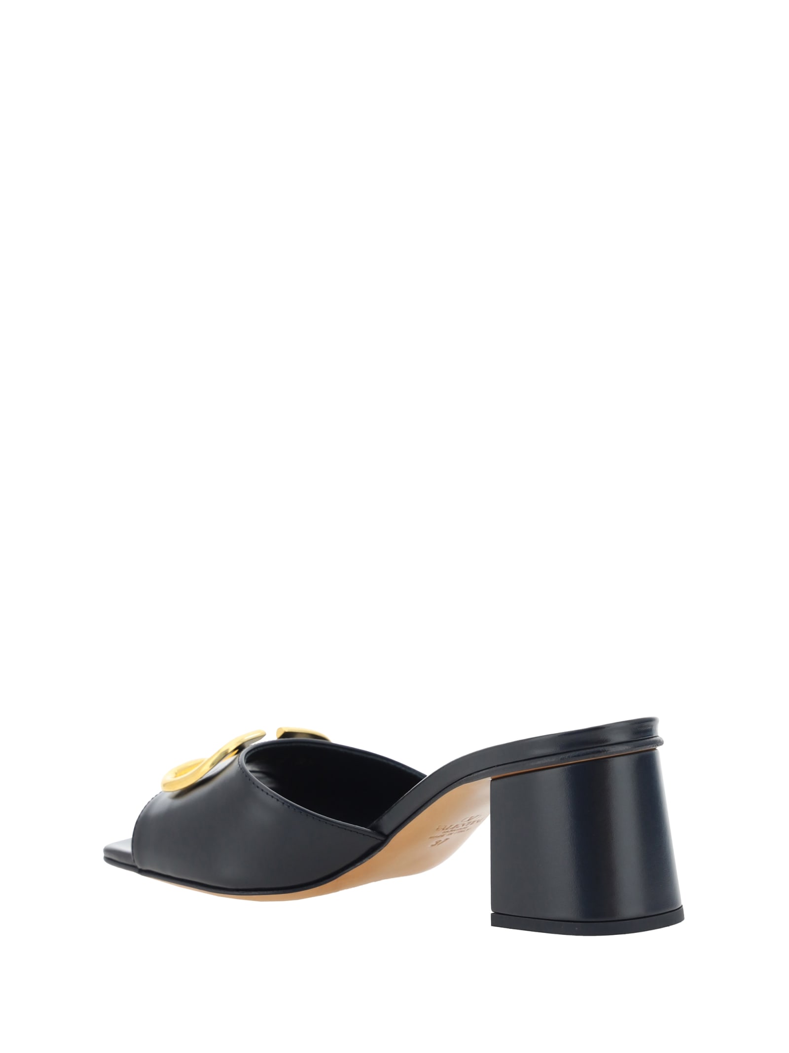 Valentino Black Vlogo Signature Slide Heeled Sandals In Multi