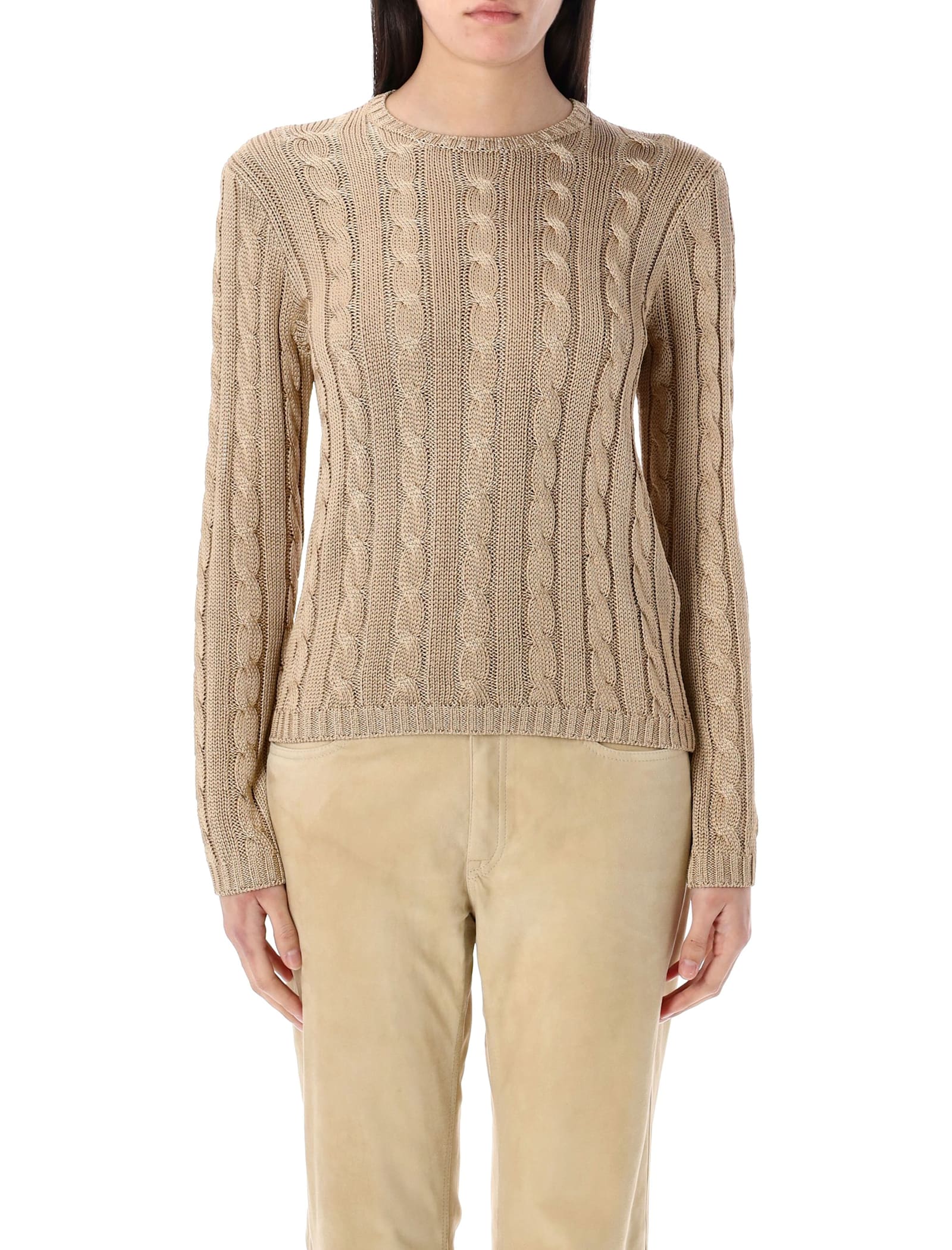 Cable-knit Silk Crewneck Jumper