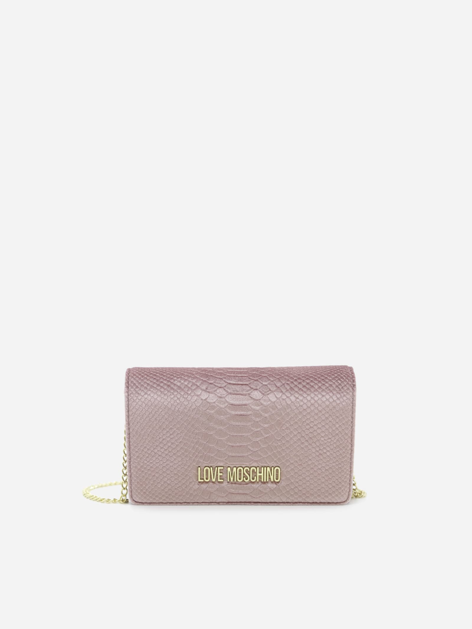 Love Moschino Shoulder Bag With Logo Lettering And All-over Embossed Texture