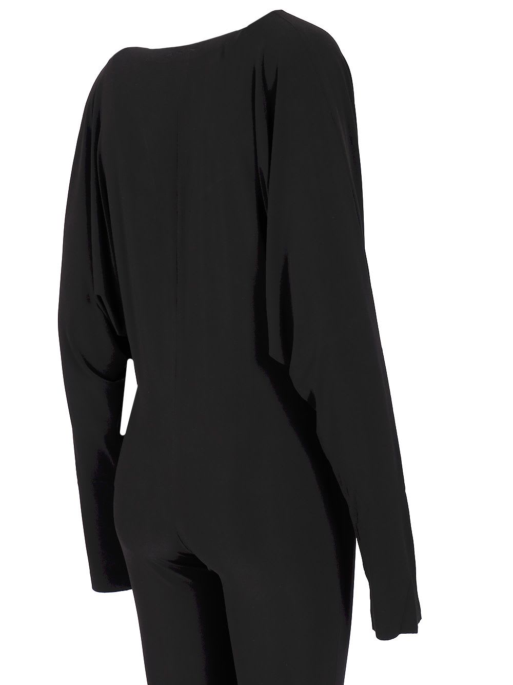 Shop Norma Kamali Dolman V-neck Jumpsuit In Black