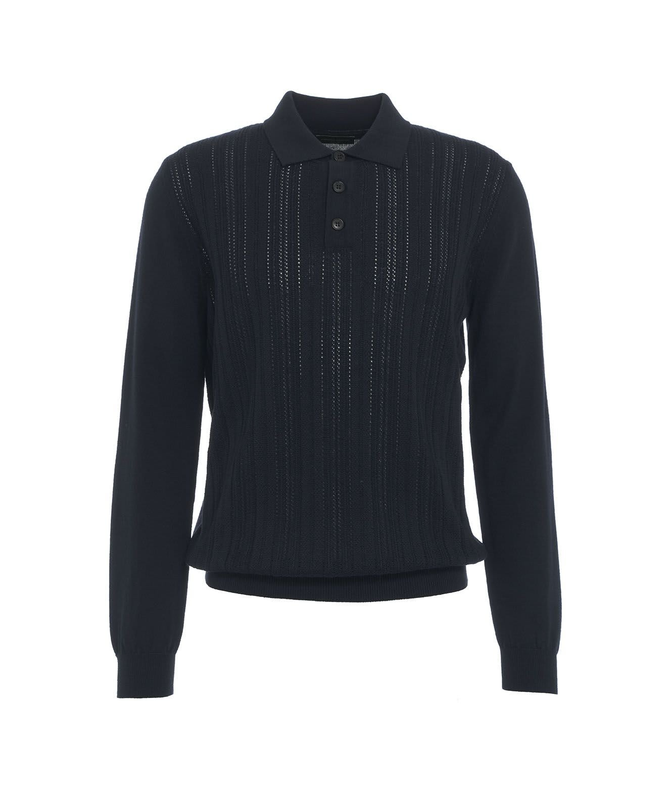 Knit Long-sleeve Polo Shirt