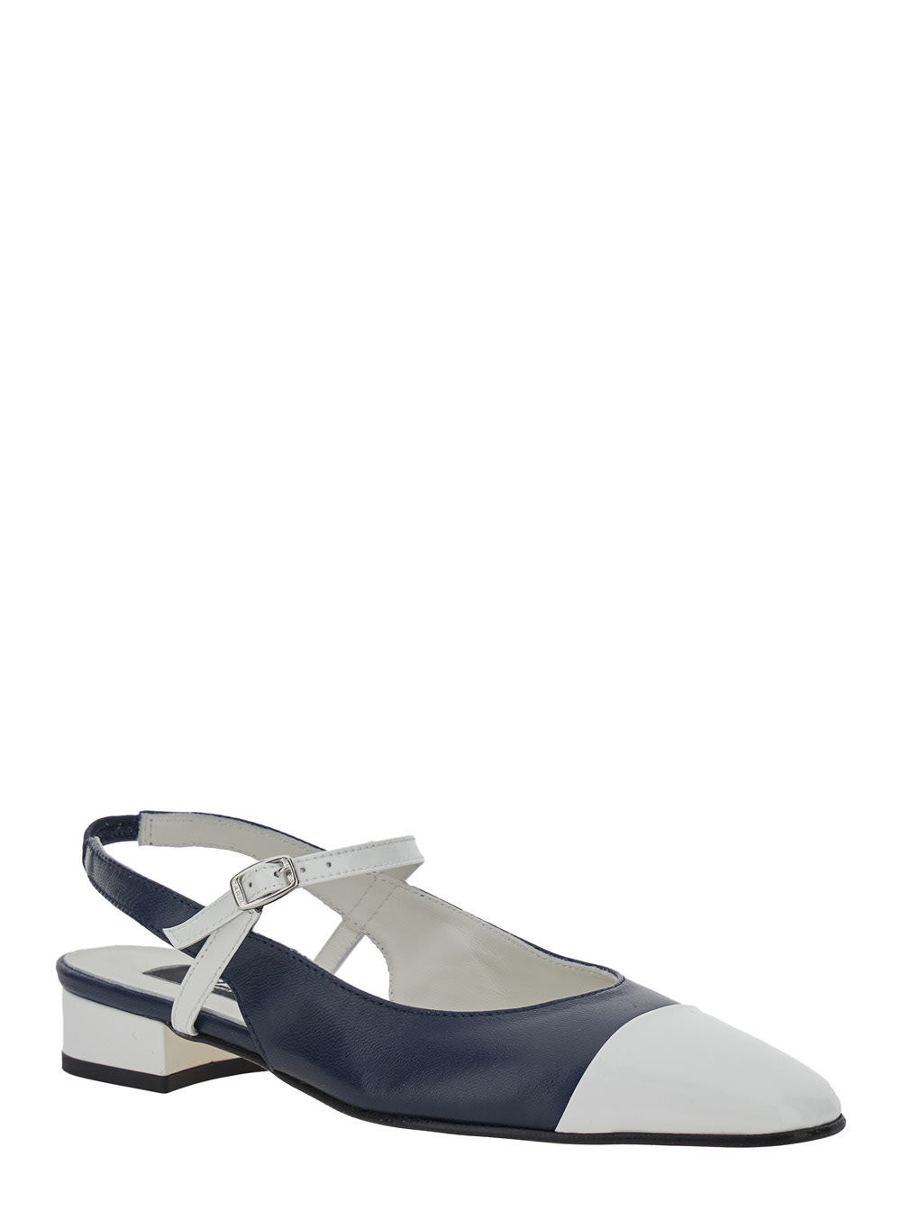 CAREL OCEANO BLUE SLINGBACK BALLET SHOES WITH CONTRASTING TOE IN LEATHER WOMAN