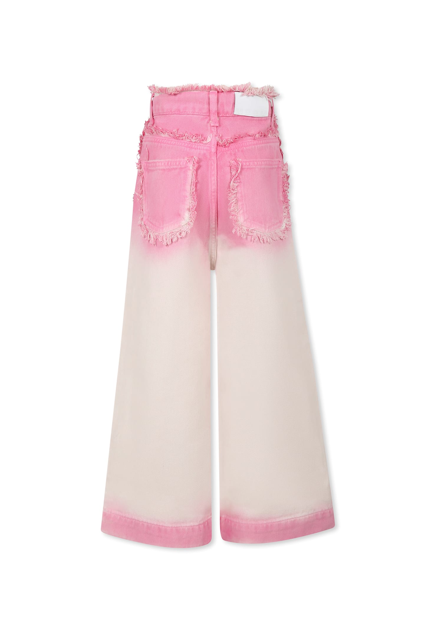 Msgm Pink Jeans For Girl With Logo In Ivory