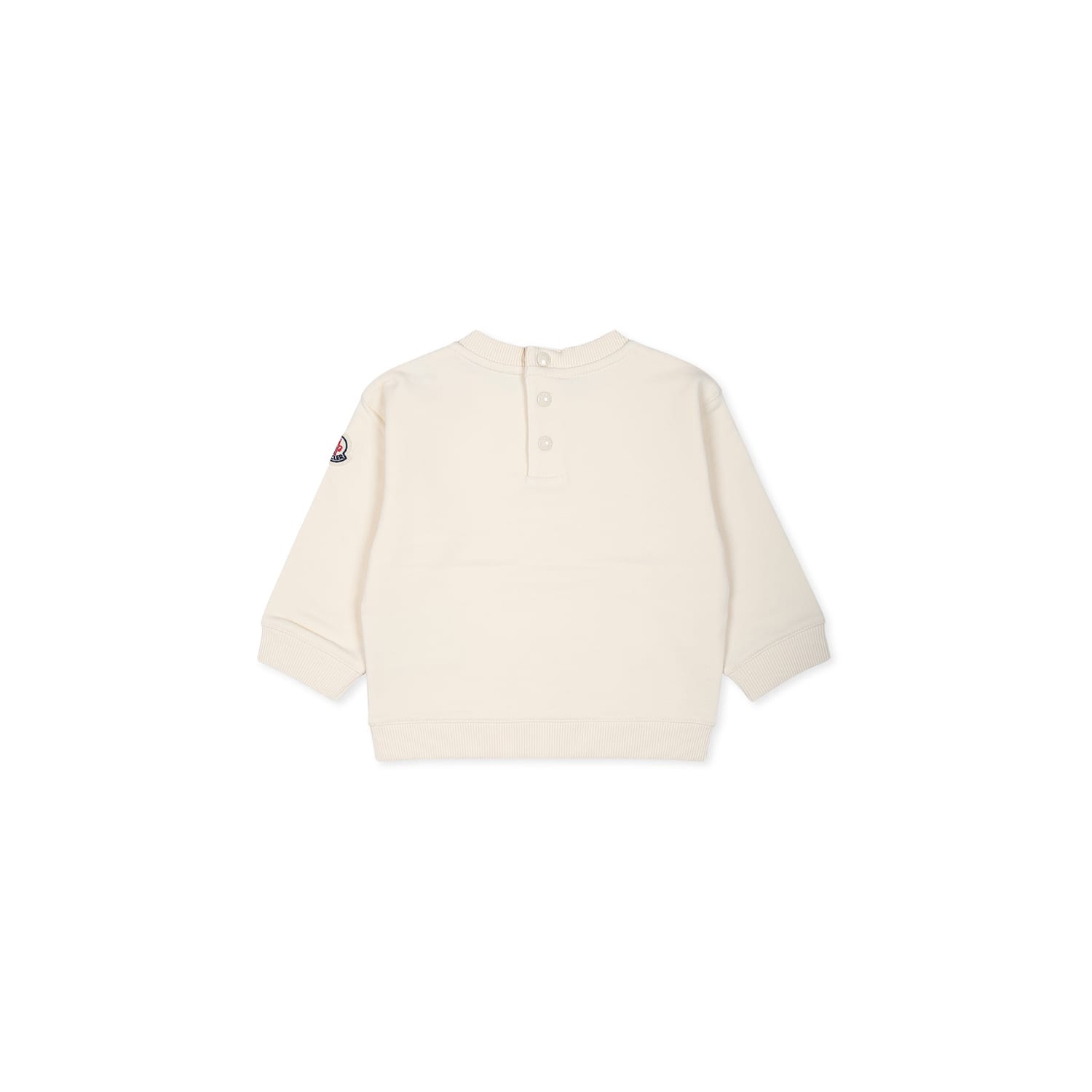 Moncler Ivory Sweatshirt For Baby Girl With Bear And Logo In Ivory