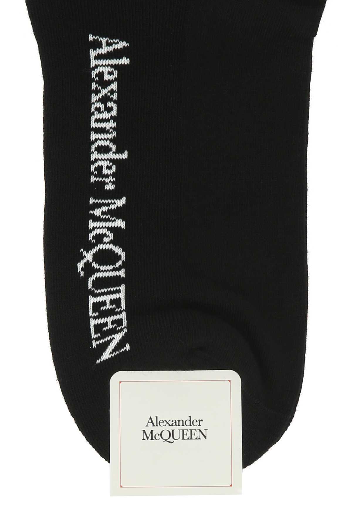 Alexander Mcqueen Black Stretch Cotton Blend Socks In 1078