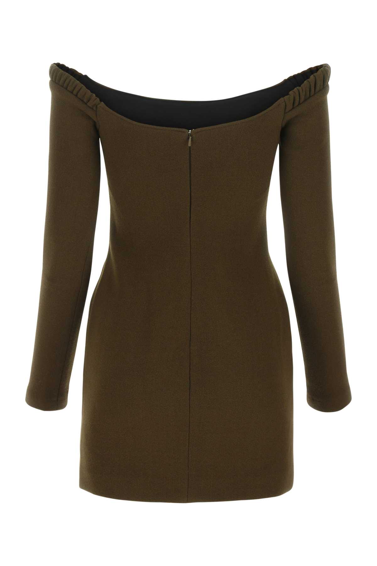 Shop Khaite Brown Wool Mini Dress In 177