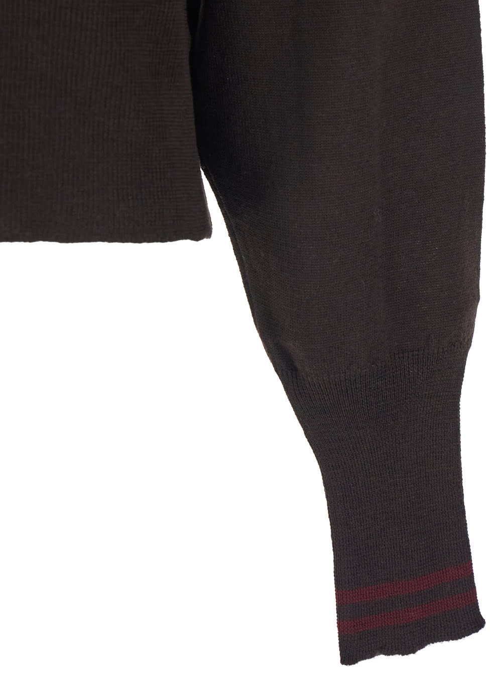 Merci Brown Polo Shirt With Wide Classic Collar And Long-sleeve In Wool Woman In Brown