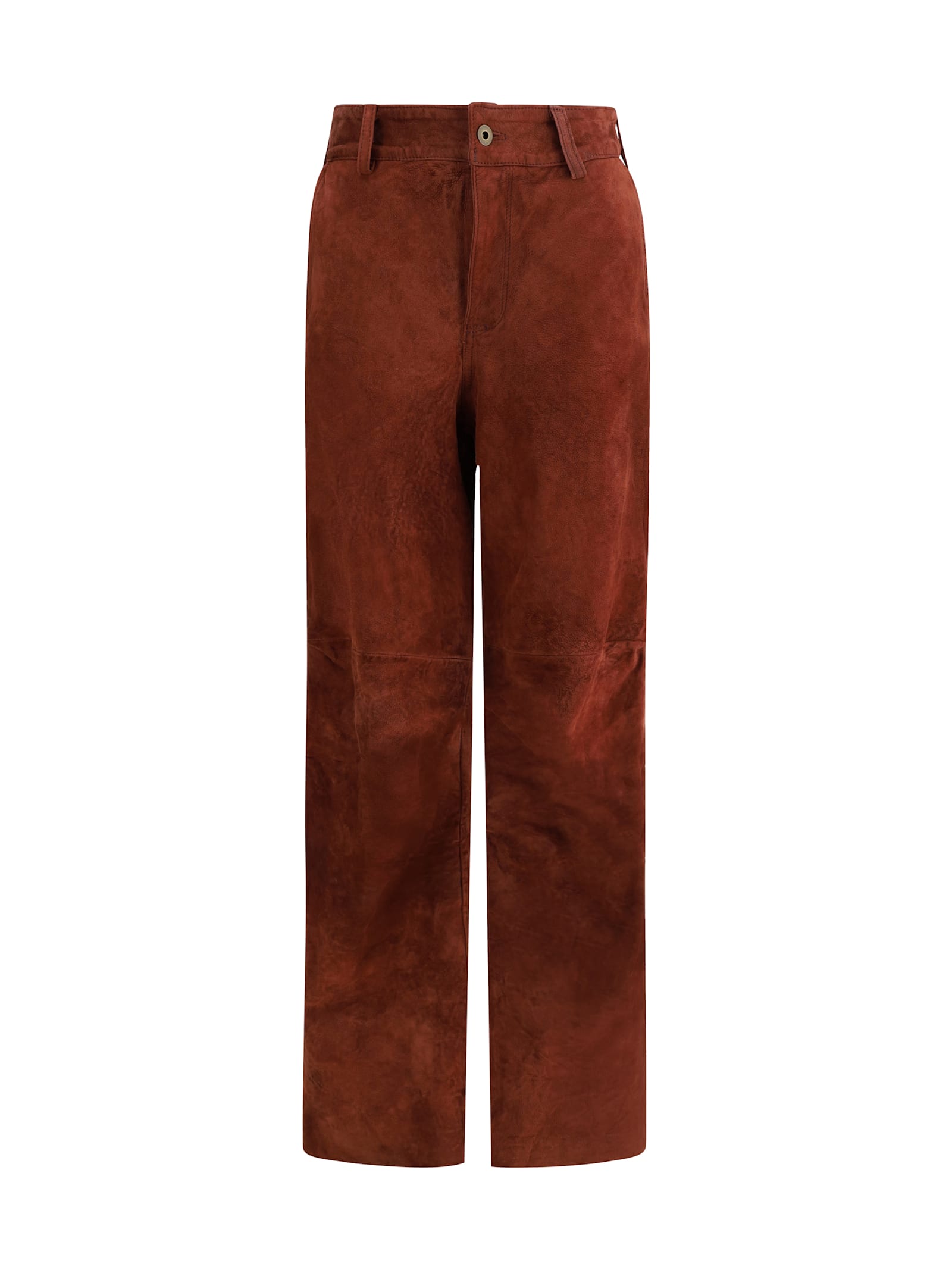 Salvatore Santoro Leather Buttoned Straight Trousers In Brown