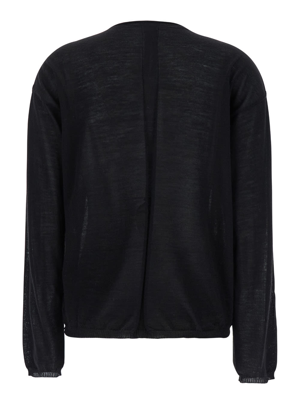 Rick Owens Black Crewneck Pullover In Semi Sheer Fabric Woman In Black