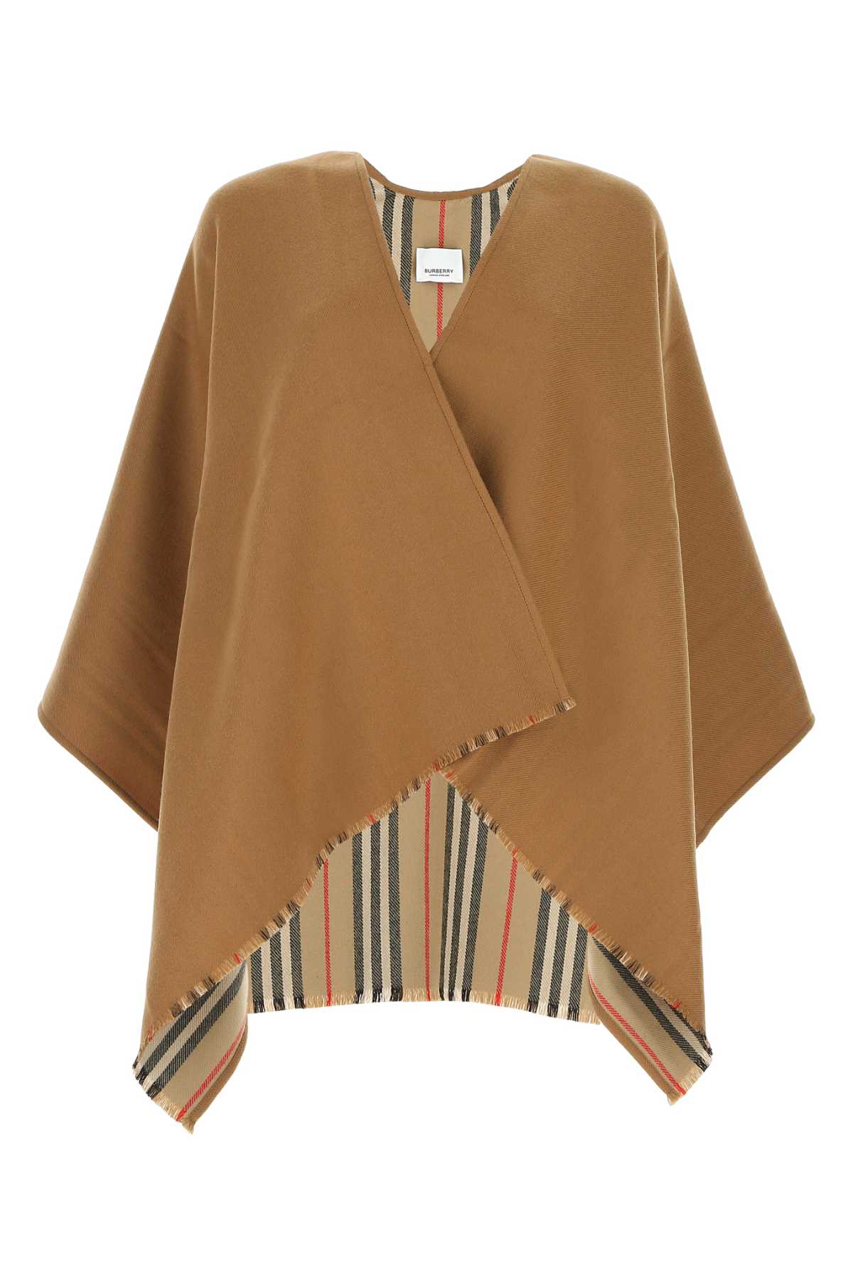 Burberry Camel Wool Cape In Brown