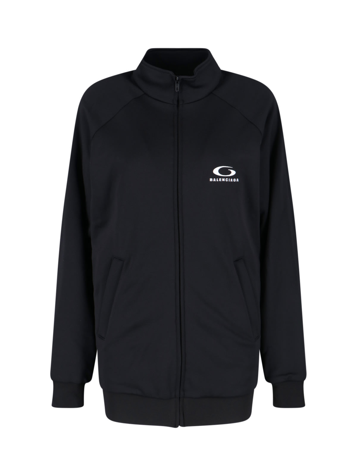 Balenciaga Logo Zip Jacket In Black