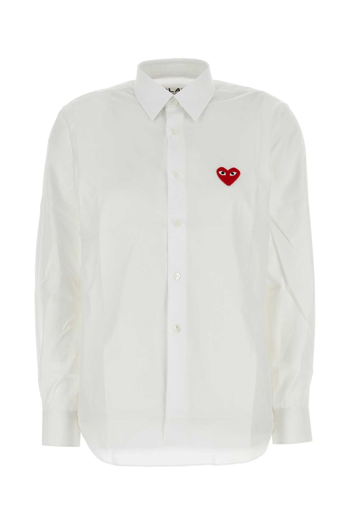 Shop Comme Des Garçons Play White Poplin Shirt