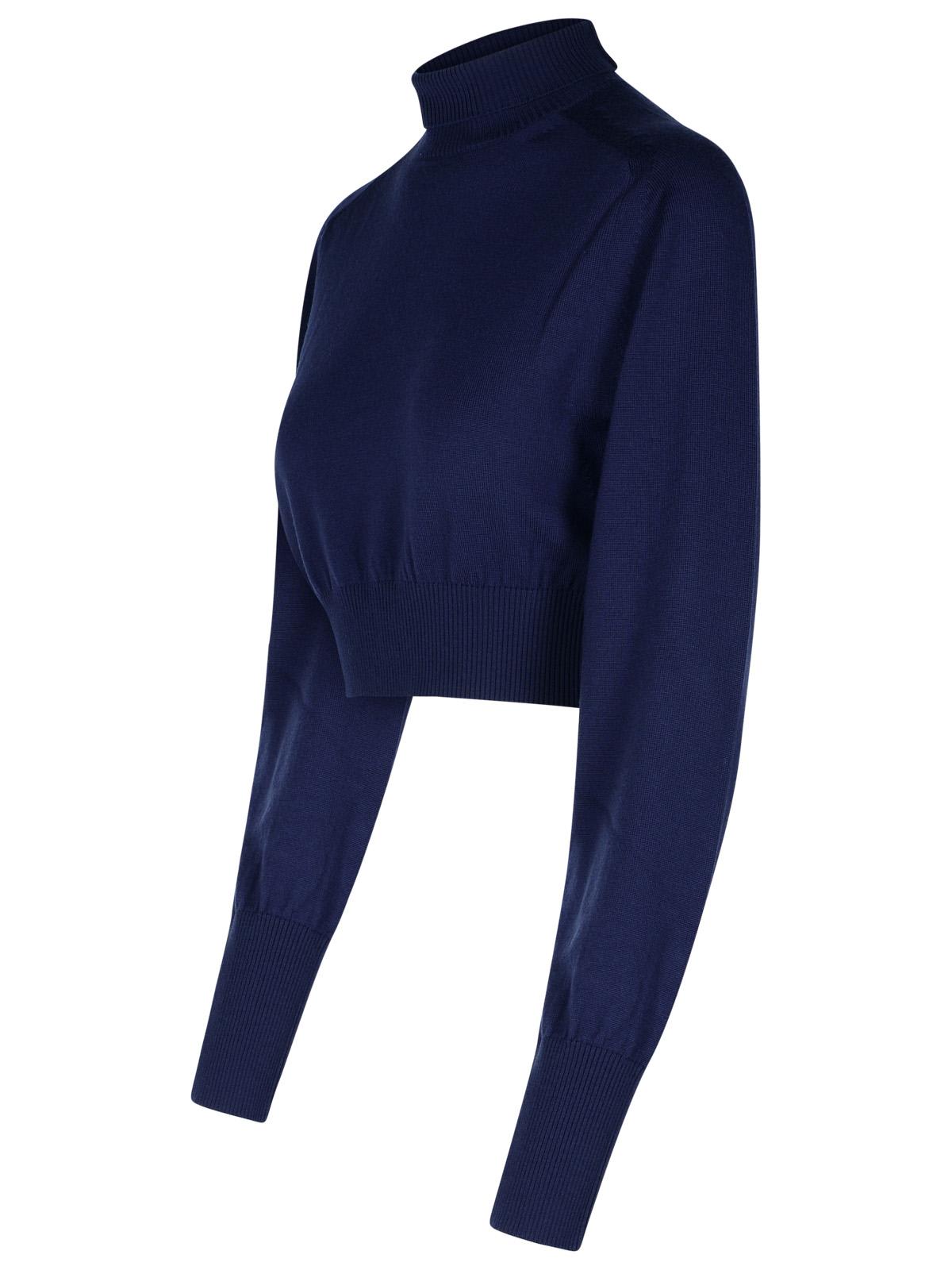 Shop Sportmax Ululato Blue Virgin Wool Turtleneck Sweater