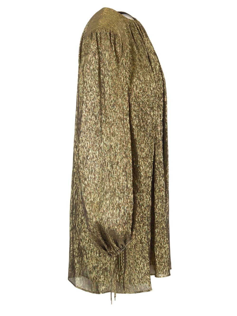 Shop Chloé Silk Crepon Mini Dress In Gold