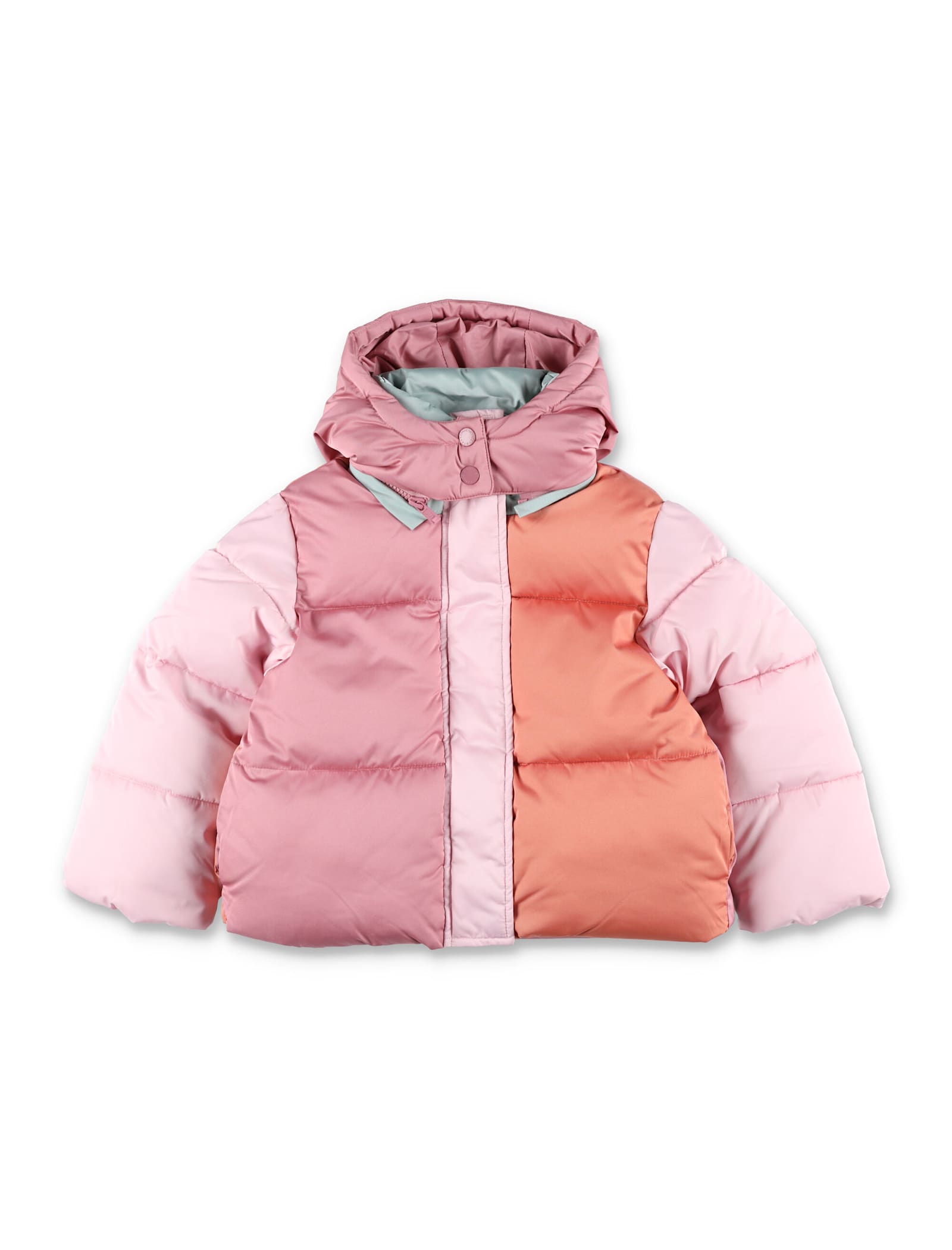 Stella Mccartney Kids Contrast Panel Puffer Coat In Multi