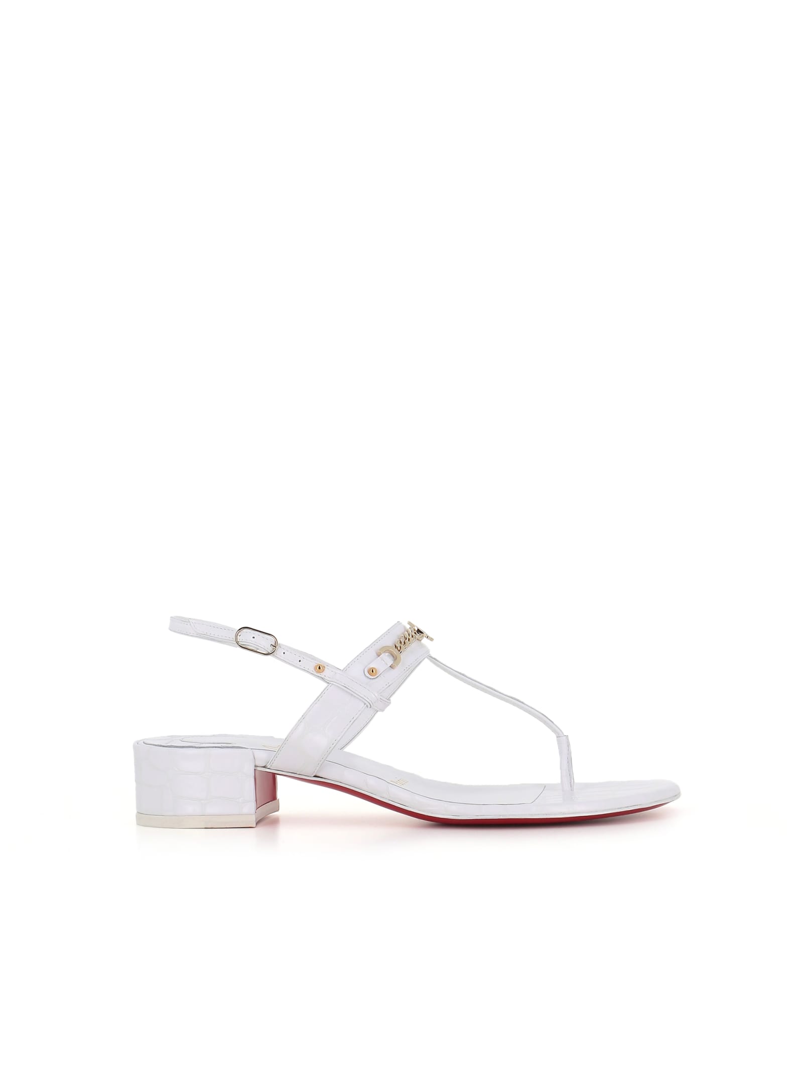 Shop Christian Louboutin Sandal Mj Thong 25 In White