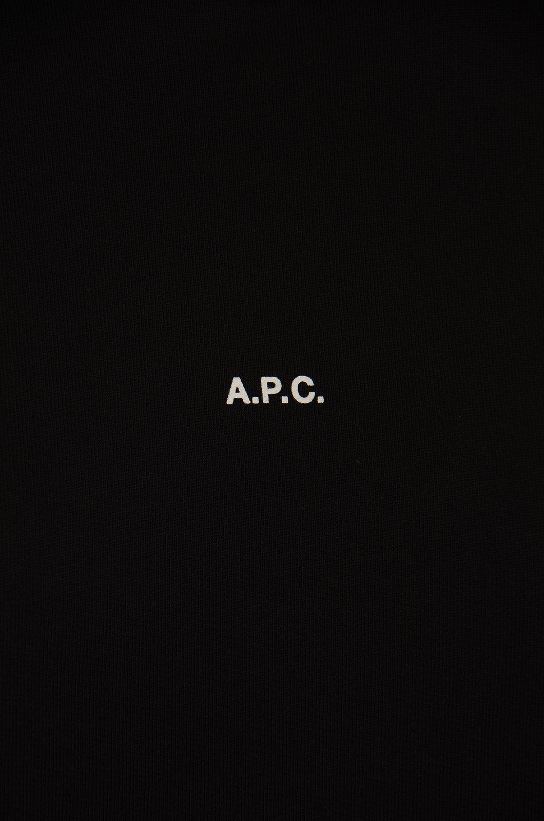 Shop Apc Logo Detailed Drawstring Hoodie In Lzz Noir