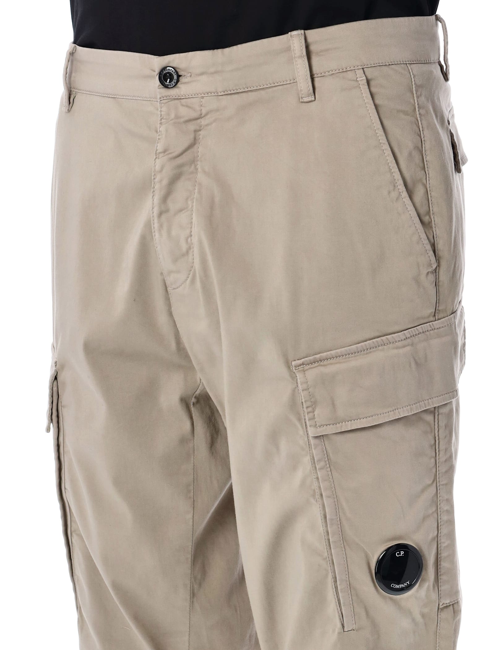 C.P. COMPANY STRETCH SATEEN LOOSE CARGO PANTS