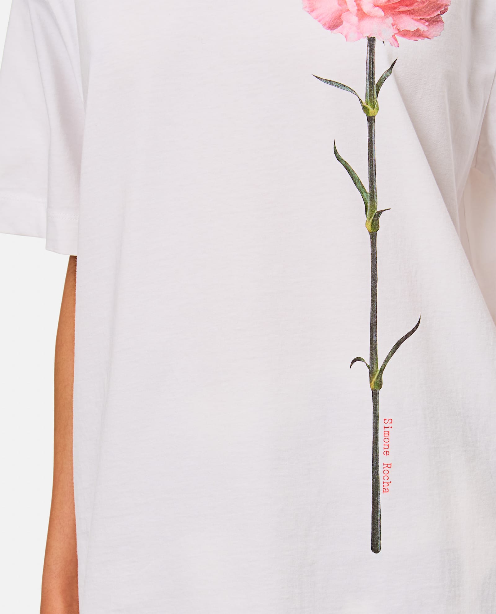 Simone Rocha Women Carnation Print Short Sleeve T-shirt In White