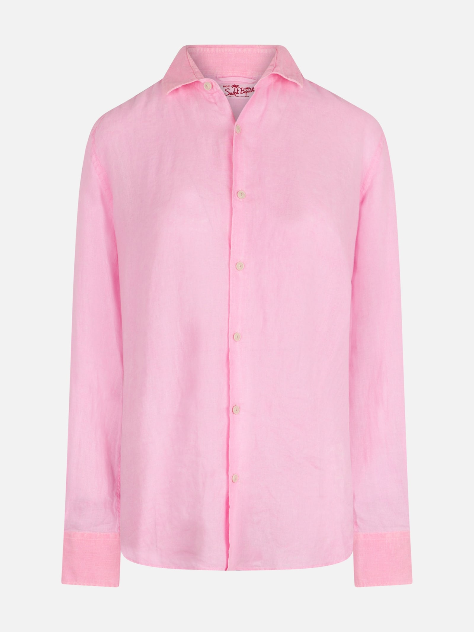 MC2 SAINT BARTH MAN WATER COLOR FLUO PINK LINEN PAMPLONA SHIRT