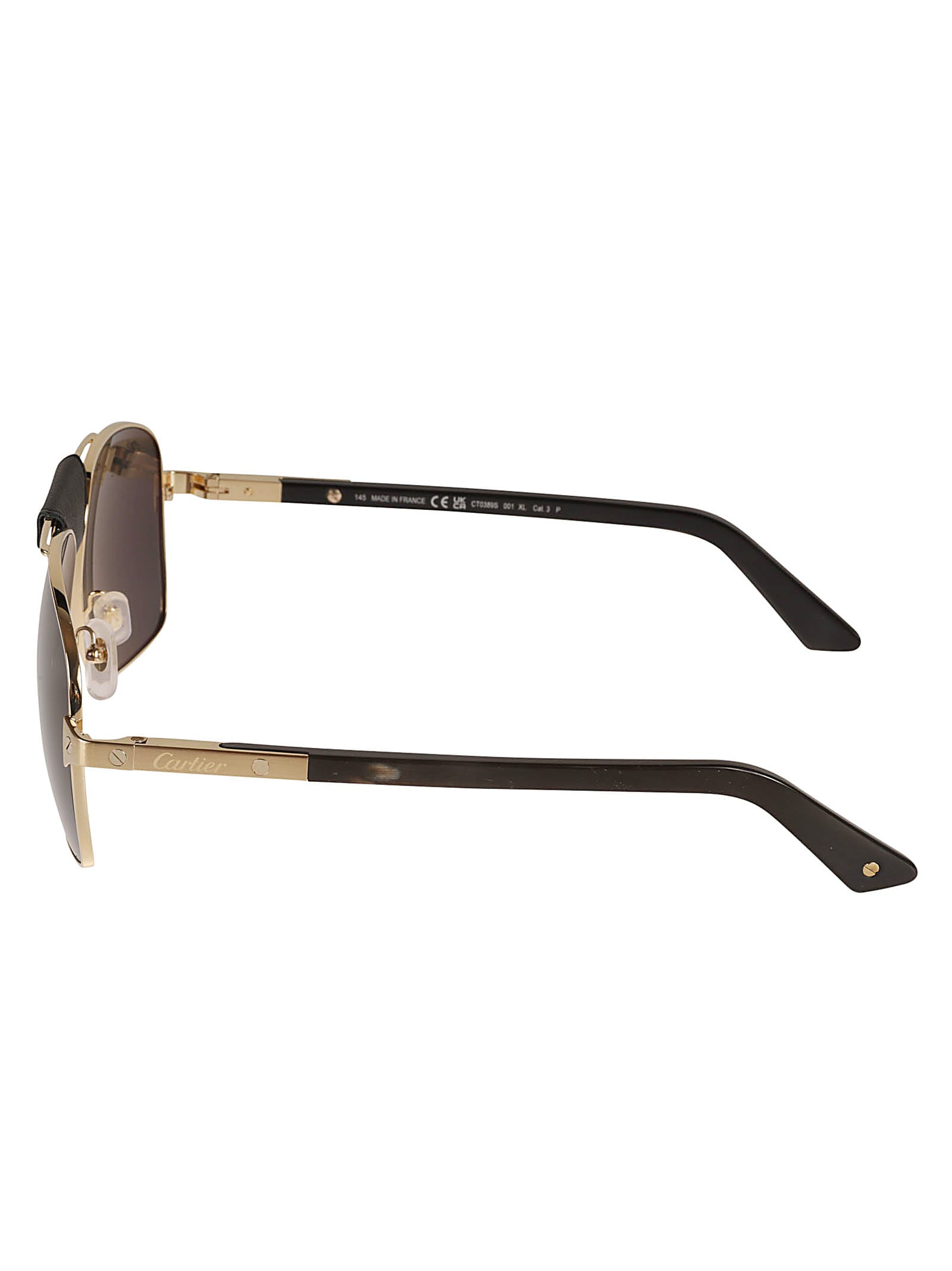 Shop Cartier Aviator Logo Detail Sunglasses In Gold/black