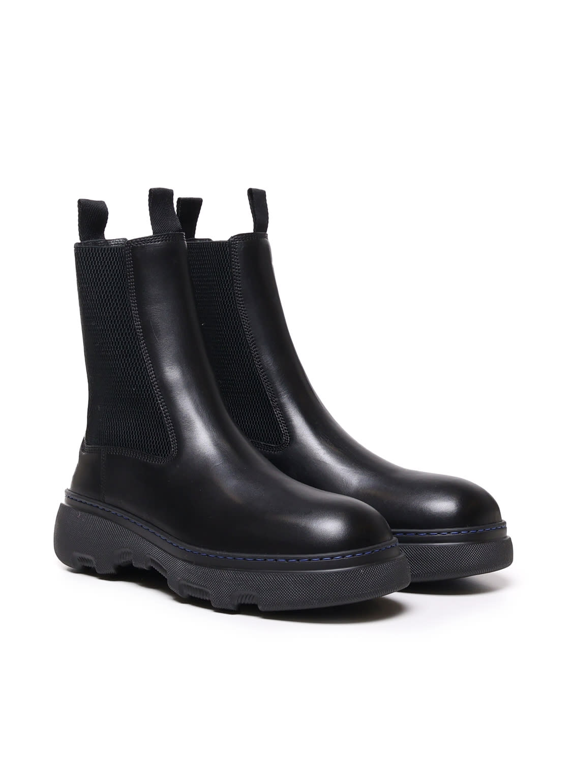 Shop Burberry Leather Creeper Chelsea Boots In Black