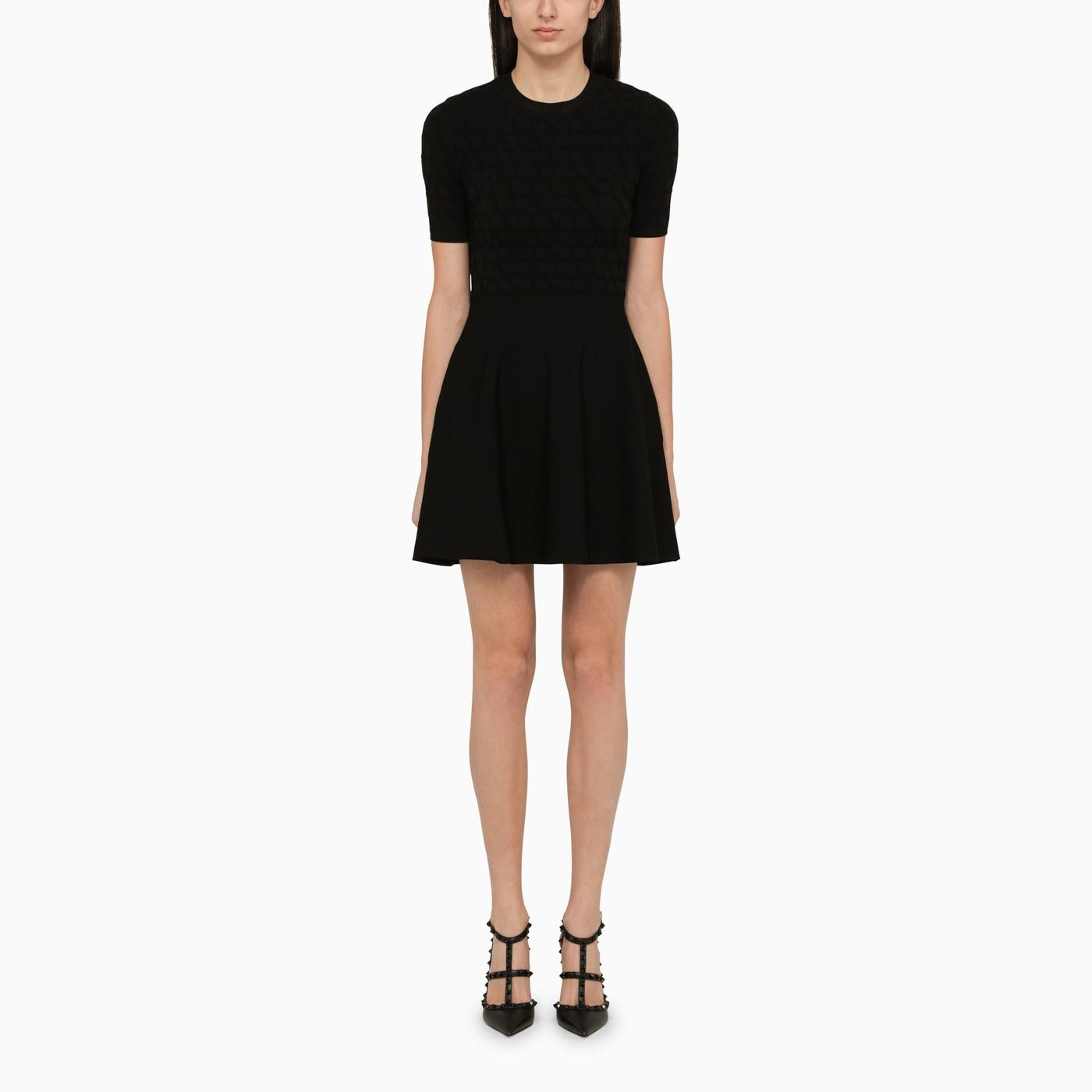 Shop Valentino Black Short Dress With Toile Iconographe Motif
