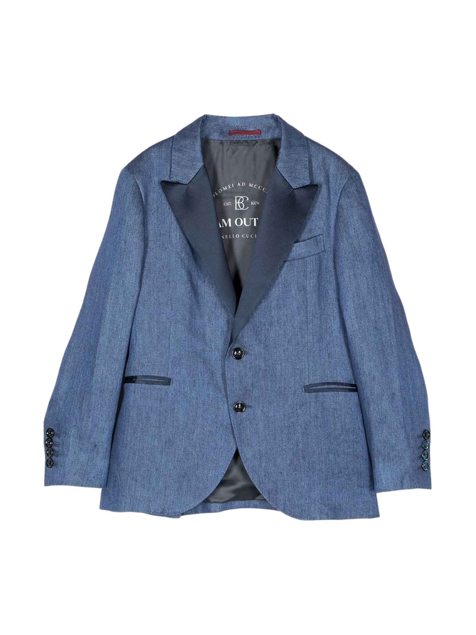 Shop Brunello Cucinelli Blue Jacket Boy