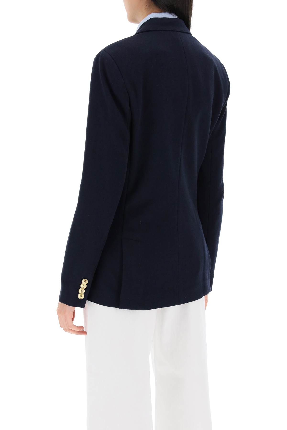 Polo Ralph Lauren Womens Shoulder Pads Long Sleeve Two-button Blazer In Park Avenue Navy