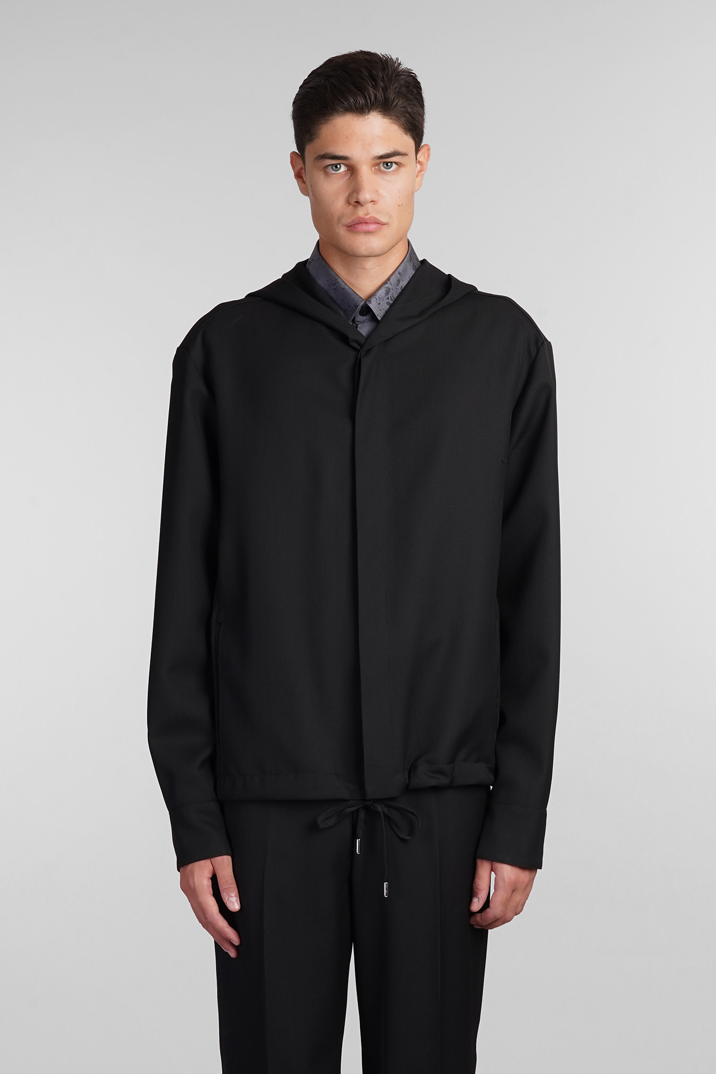 Shop Costumein Hoodie Casual Jacket In Black Wool