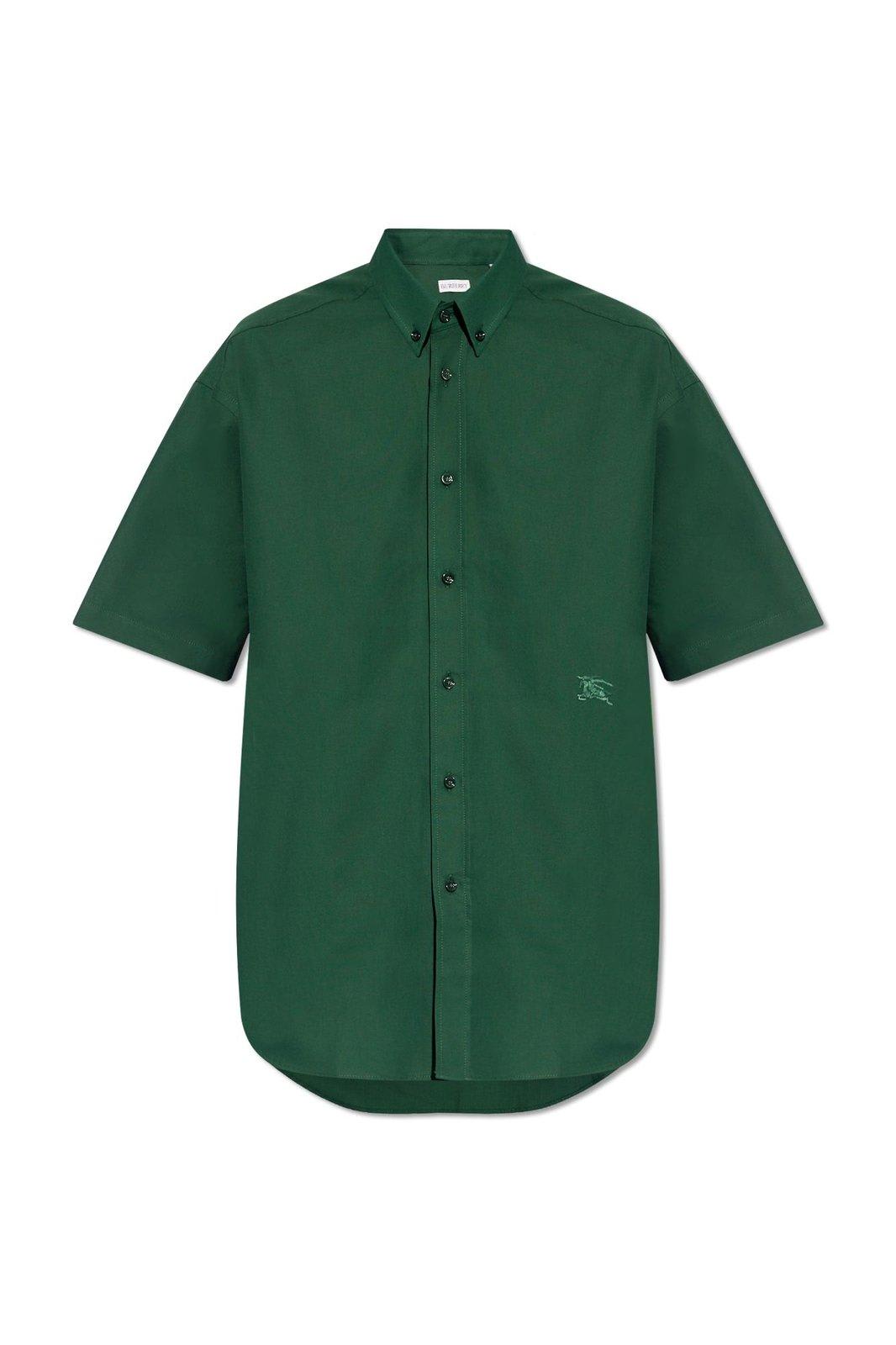 Shop Burberry Logo-embroidered Short Sleeved Shirt