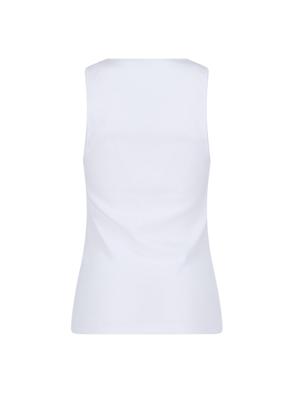 Shop Jw Anderson Logo Embroidered Ribbed Tank Top In White